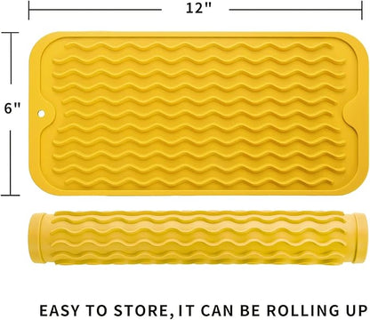 MicoYang Silicone Dish Drying Mat for Multiple Usage,Easy clean,Eco-friendly,Heat-resistant Silicone Mat for Kitchen Counter or Sink,Refrigerator or Drawer Liner Yellow S 12 inches x 6 inches - Image 2