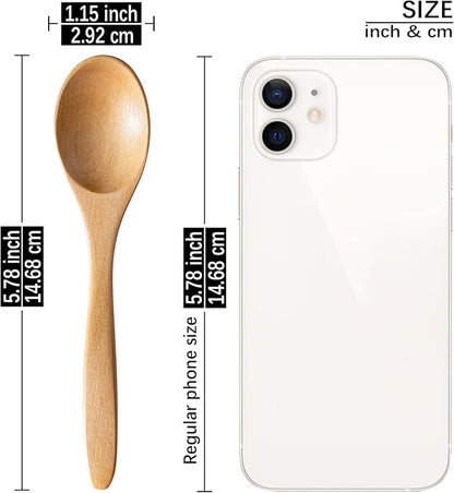 7 PCS Small Wooden Spoons, 5.8 Inch Honey Spoons for Tea, Schima Wooden Honey Teaspoon for Coffee, Little Tiny Wood Spoons, Bamboo Table Spoon for stirring, Wooden Spoons for Utensils Set - Image 3