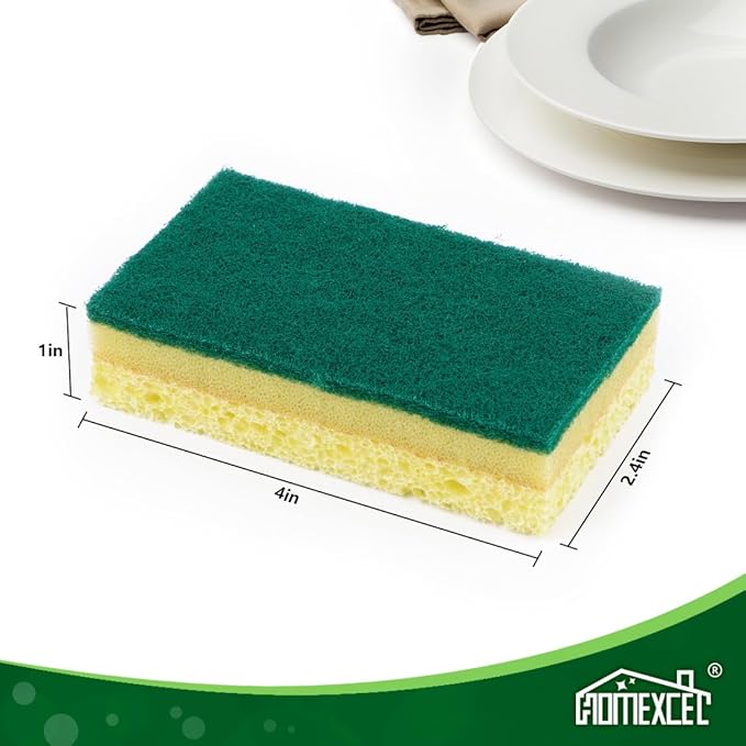 HOMEXCEL Sponges Kitchen 12pcs, Heavy Duty Sponges for Dishes, Scrub Cleaning Sponge for Non-Coated Cookware, Dishes, Pots, Pans, Dual Sided Dish Sponge for Kitchen, Household, Bathroom and More - Image 4