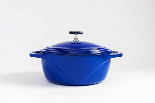 Lodge USA Enamel 6 Qt Enameled Cast Iron Dutch Oven - Cast Iron Cookware - Dutch Oven Pot with Lid - Smoothing Sailing Color - 6 Qt Capacity