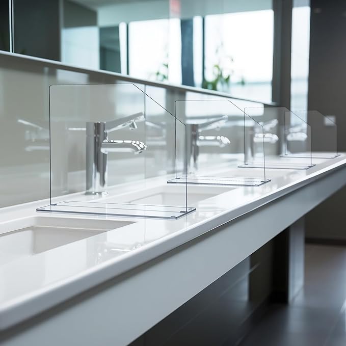 Vesici 2 Pcs Clear Acrylic Sink Splash Guard Freestanding Panel Barrier with Easy Reach Cutaway Kitchen Guard Protective Splatter Barrier for Home Hospital(19" Length, 18" Height, 4.5" Base)