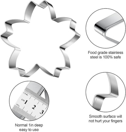 Cherry Blossoms Flower Style Cookie Cutter Christmas Biscuit Cutters New Year’s Day DIY Baking Mold, Pack of 5