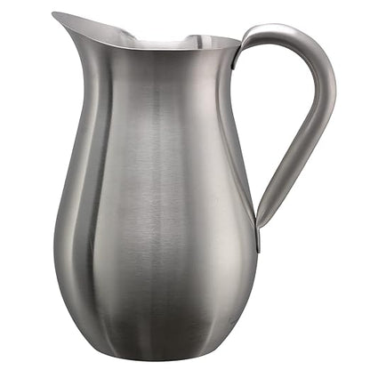 Service Ideas WPB2BSNG Water and Cold Beverage Pitcher, No Ice Guard, Bell Shaped, 2 Liter (66.7 ounces), Dishwasher Safe, Brushed Stainless Steel by ServiceIdeas
