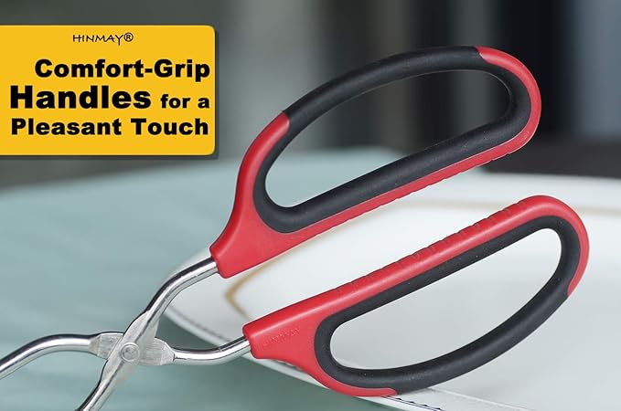 HINMAY Stainless Steel Scissor Tongs with Comfort-Grip Handle 10-Inch - Image 5