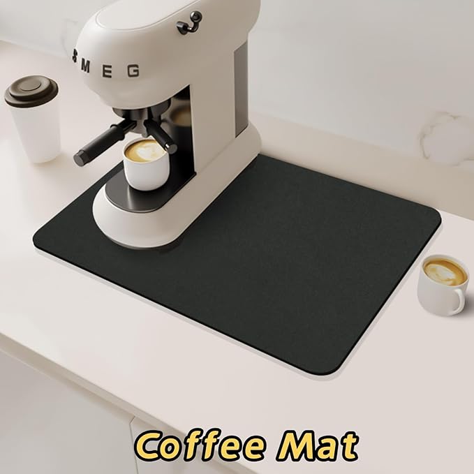 Bloss Black Dish Drying Mat + Faucet Mat for Kitchen Sink, Kitchen Sink Mats with Non-Slip Rubber Backed, Sink Matt for Kitchen Sink - 2PCS - Image 6