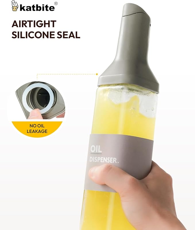 katbite 16oz Glass Olive Oil Dispenser Bottle for Kitchen Cooking - Leakproof Kitchen Essential with Precise Pouring Spout for Salad, Air Fryer, BBQ, Non-Stick Pans, Easy Refill and Use, Dark Grey - Image 7