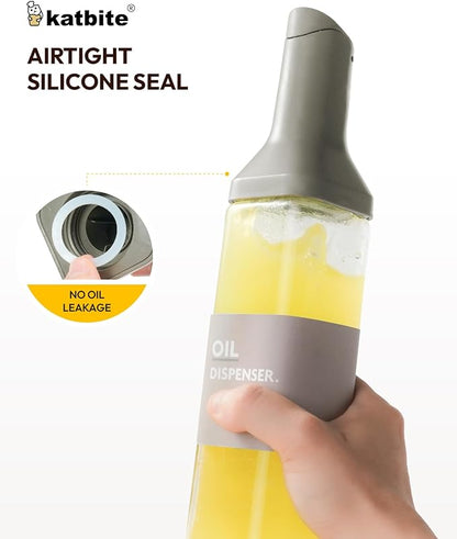 katbite 16oz Glass Olive Oil Dispenser Bottle for Kitchen Cooking - Leakproof Kitchen Essential with Precise Pouring Spout for Salad, Air Fryer, BBQ, Non-Stick Pans, Easy Refill and Use, Dark Grey - Image 7