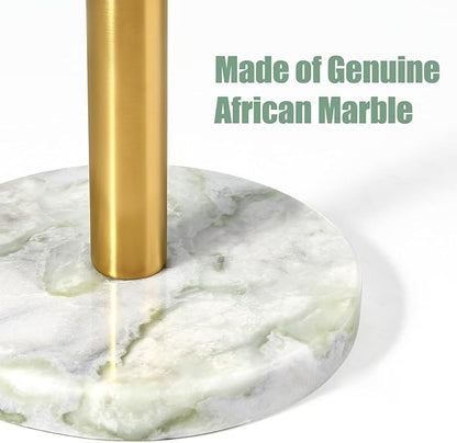 Koville Genuine Marble Paper Towel Holder Countertop, 6" Stone Base Gold Rod Paper Towel Holder Stand for Kitchen Storage, for Standard or Jumbo-Sized Rolls - Image 2