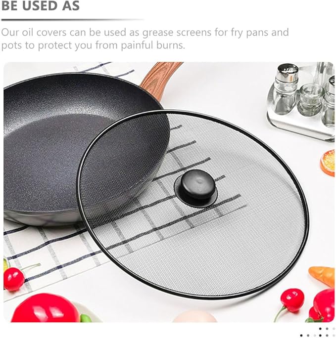 Amosfun 11.4 Inch Oil Splash Guard Splatter Screen for Frying Pan and Pot Mesh Cover Grease Splatter Shield Cooking Kitchen Accessory