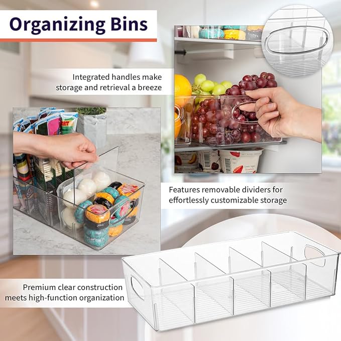 ClearSpace Plastic Pantry Organization and Storage Bins with Removable Dividers – Perfect Kitchen Organization or Kitchen Storage – Refrigerator Organizer Bins, Cabinet Organizers (4 Pack XL) - Image 3