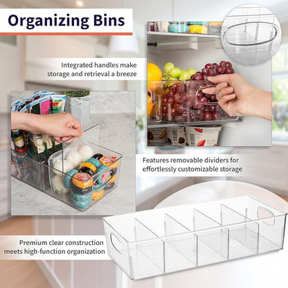 ClearSpace Plastic Pantry Organization and Storage Bins with Removable Dividers – Perfect Kitchen Organization or Kitchen Storage – Refrigerator Organizer Bins, Cabinet Organizers (4 Pack XL) - Image 3