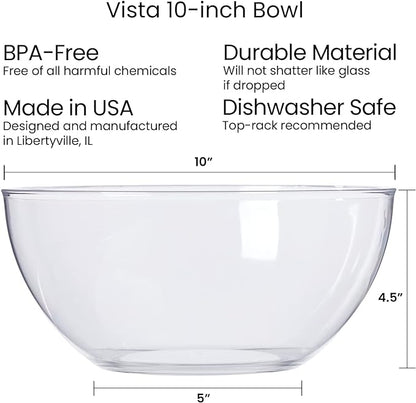 US Acrylic Vista Clear Plastic Salad and Serving 10-inch Bowls | set of 3 | Reusable, BPA-free, Made in the USA | 135 oz. capacity - Image 5
