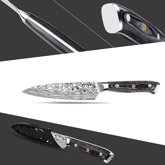 MOSFiATA 4 Inch Paring Knife, Kitchen Knife Fruit Knives with Sheath, German High Carbon Stainless Steel EN1.4116 Precision Cooking Vegetable Knife for Carving, Peeling, Trimming - Image 4