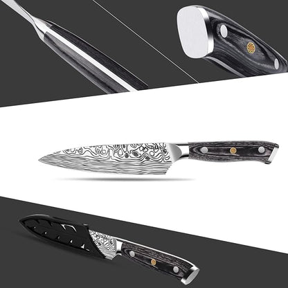 MOSFiATA 4 Inch Paring Knife, Kitchen Knife Fruit Knives with Sheath, German High Carbon Stainless Steel EN1.4116 Precision Cooking Vegetable Knife for Carving, Peeling, Trimming - Image 4