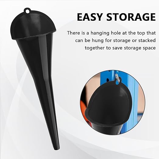 3-Pack Long-Neck Oil Funnels, 11" Multi-Purpose Funnels for Automotive & Motorcycle Use – Reusable Funnel for Oil, Gas & Transmission Fluid (Black+Blue+Red)