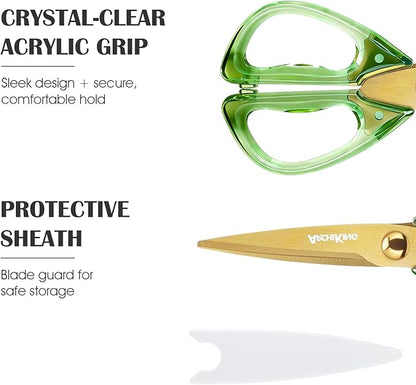 8.0inch Kitchen Shears, Sharp Stainless Steel Meat & Poultry Scissors, Transparent Blue Acrylic Handle, All Purpose Utility Cooking Scissors for Kitchen/BBQ/Home/Office - Image 5