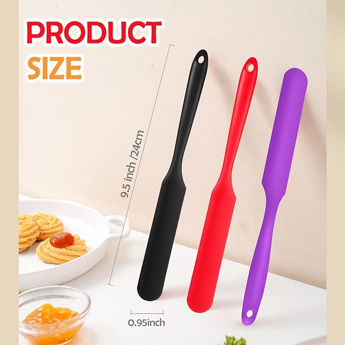 Silicone Jar Spatula, 3Pcs Spatulas Kitchen Set, Heat Resistant Jam Spreader for Baking Mixing Cake Cream Butter Scraper - Image 4