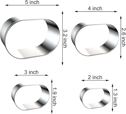 Pill Capsule Long Oval Cookie Cutters - 5 Inch, 4 Inch, 3 Inch, 2 Inch - Geometric Frame Plaque Cookie Cutter Set Fondant Biscuit Molds - Stainless Steel