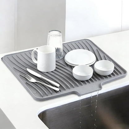 Silicone Drying Mat, 16"X13" With Built-in Drain Lip,Heat-Resistant,Eco-friendly,Hygienic Drying Pad,Leak-Proof and Non-Slip,Silicone Dish Drying Mat for Kitchen Counter or Sink（Gray 16X13） - Image 7