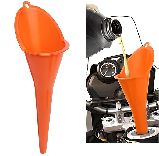 Long-Neck Oil Funnel for Automotive – Multi-Function Plastic Funnel for Oil, Gas & Lubricants – Universal Car Accessory (Orange (1-Pack)) by Cartisen