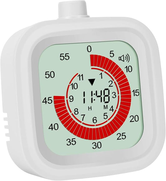 Digital Visual Timer for Kids 12hours Countdown countup Kitchen Timer Student Timer Gym Timer (White)