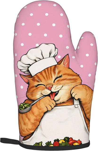 Cat Oven Mitts - Pink Oven Mitts and Pot Holders Sets of 2 Cute Kitten Cooker Kitchen Mitts Hot Pads for Baking Grilling - Image 8