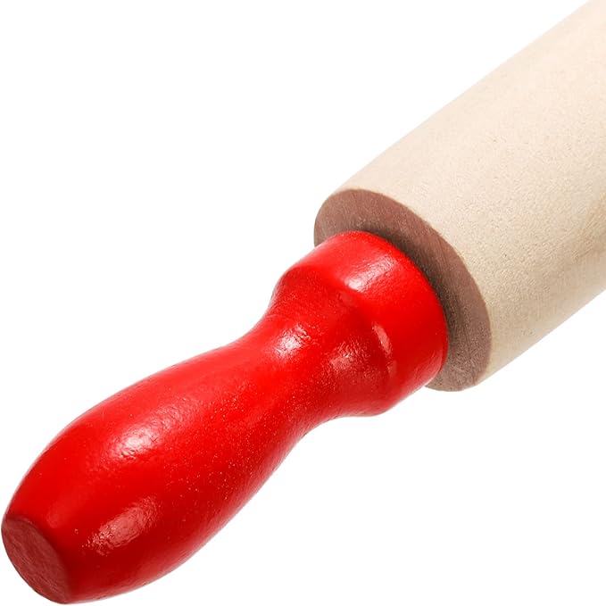 SOUJOY Set of 12 Mini Rolling Pin, 8 Inch Wood Dough Roller for Baking with Red Handle, Small Clay Rolling Pin for Craft Fondant Pastry Pizza Crafting and Imaginative Play - Image 3