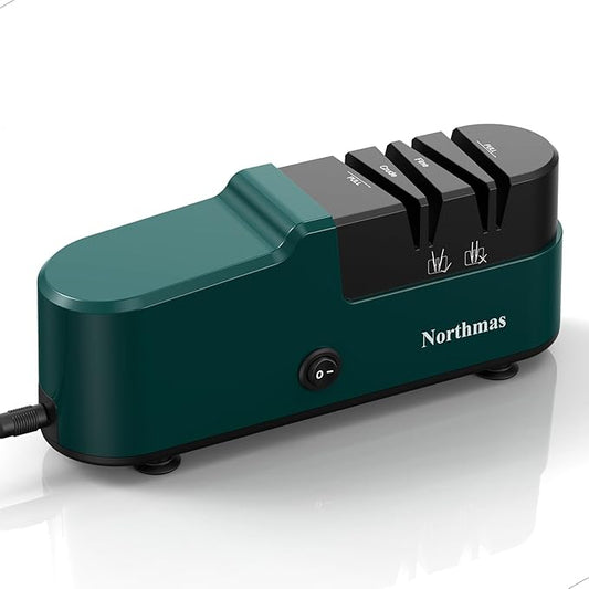Northmas Knife Sharpener, Professional Electric Knife Sharpener for Home Use, 2 Stages for Quick Sharpening & Polishing, 100V-240V Global Voltage Design, Green by Northmas