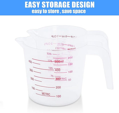 DTDNZKN 2 Pack Measuring Cup Set, Includes 250Ml (1-Cup), and 500Ml (2-Cup) Plastic Liquid Measuring Cups- Baking, Cooking, Mixing & Measuring Cups, Essential Kitchen Tools - Image 3