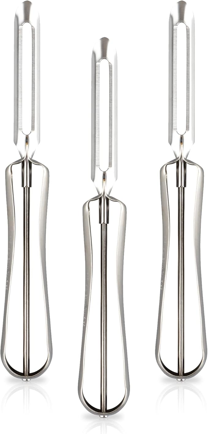 Linden Sweden Original Jonas Vegetable Peelers for Kitchen - Made In Sweden - Carrot Peeler with Ergonomic Handle for Safety and Control - Dishwasher Safe Potato Peelers - 3-Pack - Stainless Steel by LindenSweden