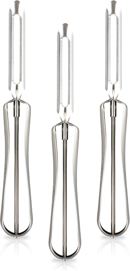 Linden Sweden Original Jonas Vegetable Peelers for Kitchen - Made In Sweden - Carrot Peeler with Ergonomic Handle for Safety and Control - Dishwasher Safe Potato Peelers - 3-Pack - Stainless Steel by LindenSweden
