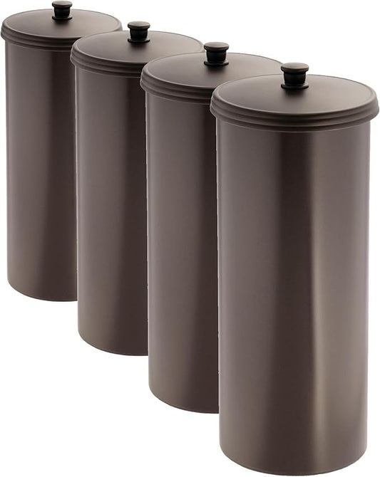 iDesign Freestanding Bathroom Toilet Paper Storage Holder with Lid for 3 Extra Rolls,Bronze,(Pack of 4)