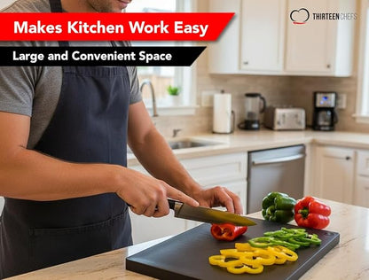 Large Poly Cutting Board, 18x12 Inch Black, 3/4" Thick, BPA Free and Dishwasher Safe