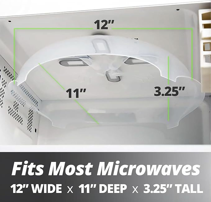 HOVER COVER Magnetic Splatter Cover, 12-Inch Clear BPA-Free Food Lid, Vented Plate Guard with Steam Vents, Anti-Splash Microwave Lid, Dishwasher Safe, Space-Saving Magnetic Storage - Graphite - Image 2