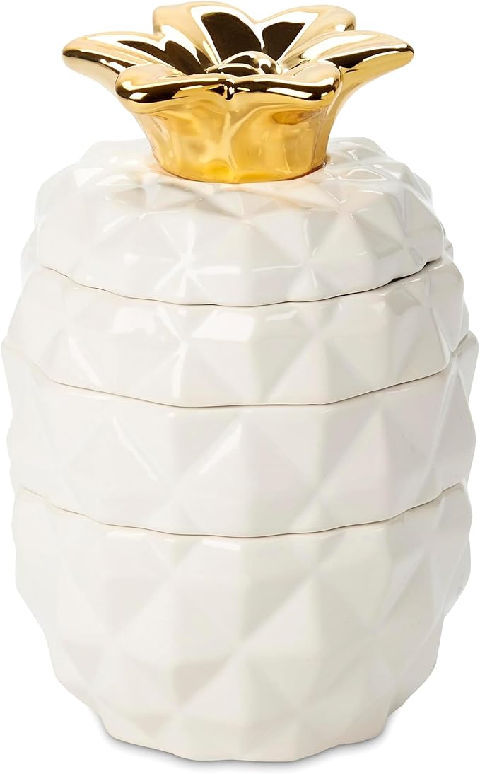 Set of 4 Decorative Pineapple Shaped Stackable Ceramic Kitchen Measuring Cups in 4 Assorted Sizes - Image 8