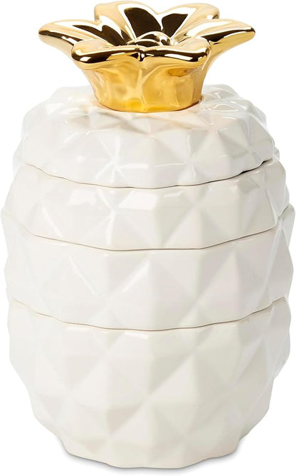 Set of 4 Decorative Pineapple Shaped Stackable Ceramic Kitchen Measuring Cups in 4 Assorted Sizes - Image 8