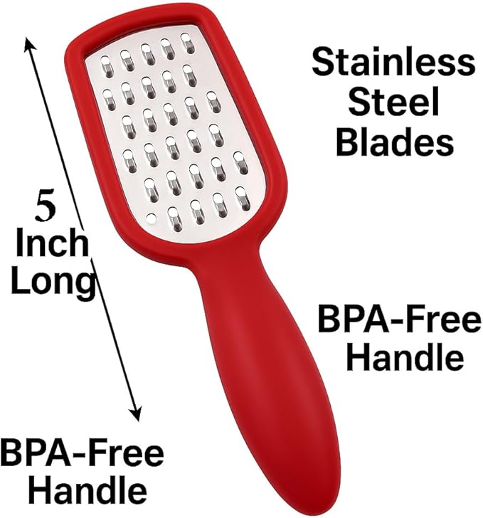 Mini Stainless Steel Grater with BPA-Free Handle – 5-Inch Cheese, Garlic, Nutmeg, Chocolate, Citrus Zester – Compact Handheld Grater for Kitchen, Baking, Cooking by Dependable Industries