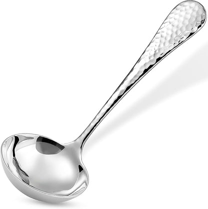 KEAWELL Premium 7.3" Hammered Gravy Ladle – 18/10 Stainless Steel – Exquisite Blend of Elegance and Functionality – Dishwasher Safe by KEAWELL