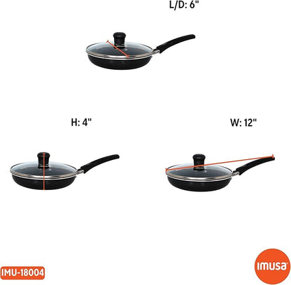 IMUSA Ceramic Nonstick Frying Pan with lid, Egg Pan, Omelet Pans, 6.3 Inch, Aluminium, Black