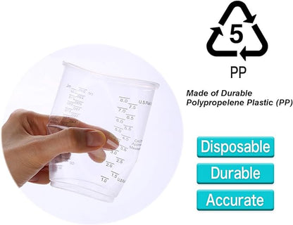 XUXU 100pcs 8oz Graduated Clear Plastic Measuring Cups with 100pcs Wooden Stirring Sticks for Mixing Paint, Pigments, Epoxy Resins, Resins - Image 6