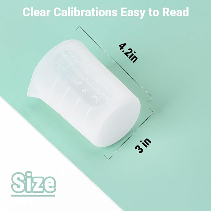 Gartful 250ml Silicone Measuring Cups, 4 PCS Large Nonstick Reusable Silicone Mixing Cups Durable Easy Clean for Epoxy Resin, Casting Molds, Stain Jewelry Making, Waxing, DIY, Art, Craft