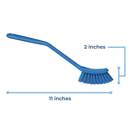 Vikan - Fine Dish Brush - Heavy-Duty, Narrow, Slip-Resistant Cleaning Brush, Polypropylene, Polyester Bristle, 11 Inch, Blue, (42873) - Image 4