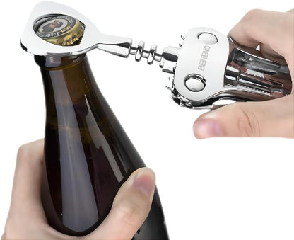 Beneno Wine Opener with Stainless Steel Wine Foil Cutter - Bottle Top Seal Cutter, Zinc Alloy Premium Wing Corkscrew with Multifunctional Bottles Opener, Ash silver - Image 6