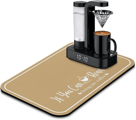 Coffee Bar Mat for Countertops 19inx12in,Absorbent Hide Stain Anti-Slip Cafe Bar Accessories Fit Under Coffee Machine Mat,dish drying mats for kitchen