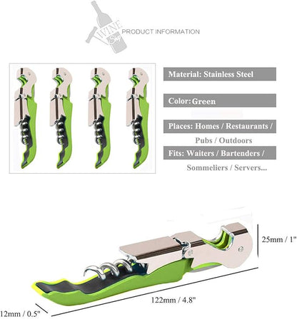 Professional Waiter Corkscrew Wine Openers Set (4 PCS),Upgraded With Heavy Duty Stainless Steel Hinges Wine Key for Restaurant Waiters, Sommelier, Bartenders - Image 2
