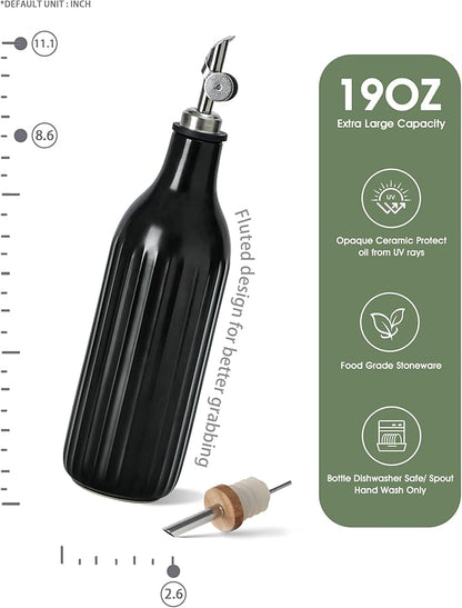 FE FUN ELEMENTS Olive Oil Dispenser Bottle, 19 oz Oil Dispenser for Kitchen and Vinegar Dispenser Bottle, Suitable for Vinegar, Coffee Syrups & Other Liquids, Black - Image 2