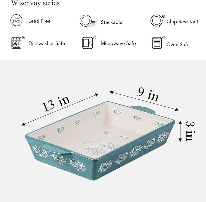 Wisenvoy Casserole Dish Baking Dish Ceramic Lasagna Pan Bakeware Sets Baking Dishes 13x9 Baking Dish Baking Dish Set - Image 6
