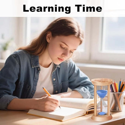 2 Minute Sand Timer, 2 Min Wooden Hourglass, Wood Mini Sand Clock, Two Minute Sandglass, Reloj De Arena, Small Hour Glass for Toothbrush Timer, Kitchen, Desk Decor, Work, Game, Gift, Blue