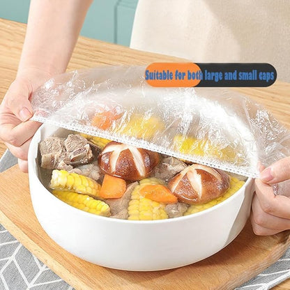160 pcs Disposable Bowl Covers - Food Cover Stretch Edging, Stretchable Plastic Wrap, Elastic Storage Wraps for Storage Containers, Disposable Fresh Keeping Bag Plastic Cover for Bowl for Family - Image 5
