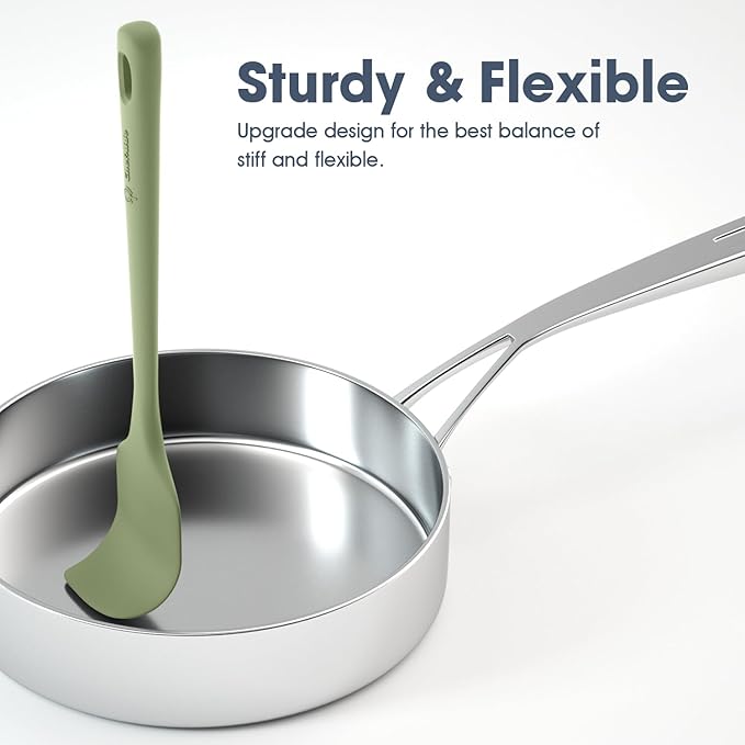 ChefAide 5 Pieces Silicone Spatula Set, Food Grade Rubber Spatula, Upgrade Strong Handle with Ergonomic Grip, Heat Resistant Up to 600°F for Nonstick Cookware, Cooking - Image 4